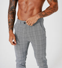 SLIM CHECK TROUSERS CROPPED - GREY - V2