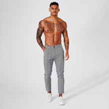 SLIM CHECK TROUSERS CROPPED - GREY - V2
